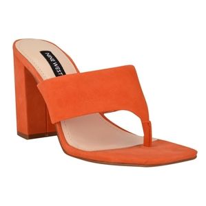 Orange Suede Nine West Size 11 Block Heel Sandal
